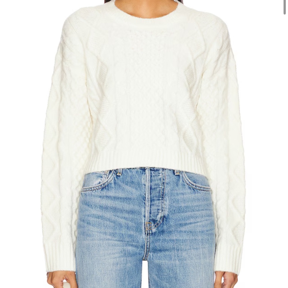 Steve Madden Ivory Cable Knit Sweater